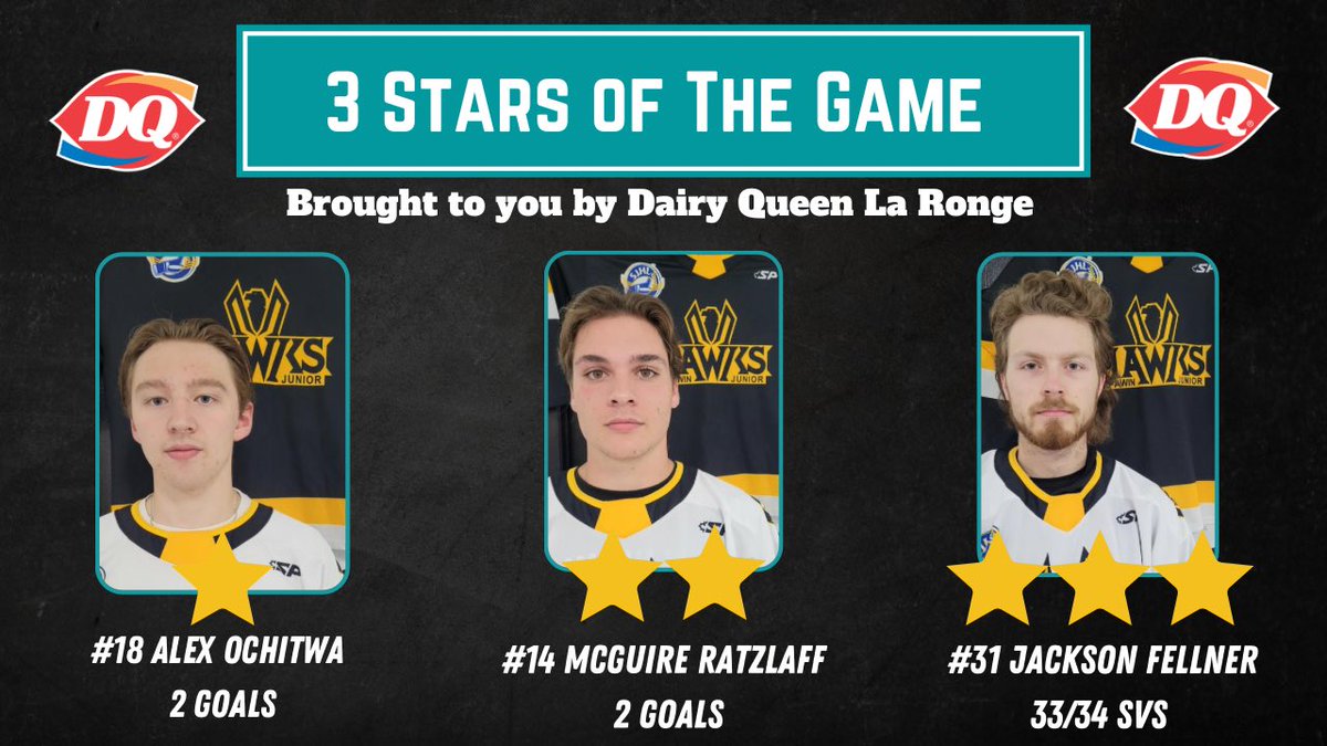 3 ⭐️’s of the game brought to you by Dairy Queen La Ronge.