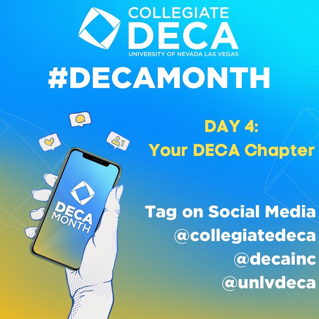 UNLVDECA's tweet photo. Recap of #decamonth Day 4: your deca chapter! #collegiatedeca #gettheedge #unlv #decamonth2022 https://t.co/Nn1E1iHEwW