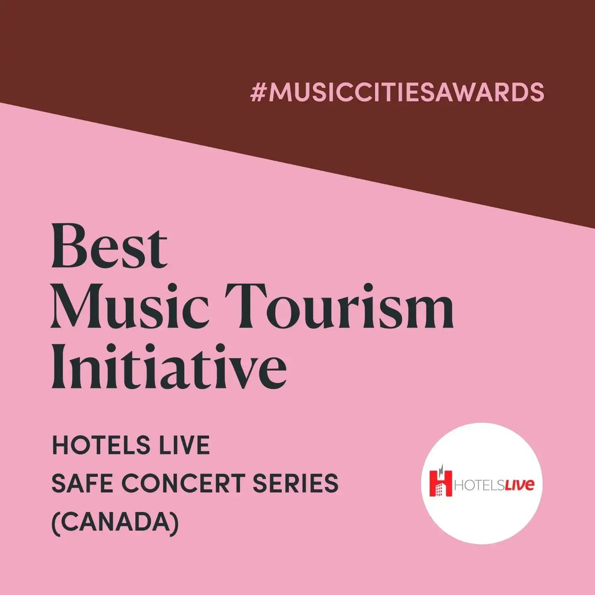 hotelsliveca's tweet photo. We are Thrilled to Announce that Hotels Live Canada has just won the 2022 Global Music Cities Award for Best Tourism Initiative, Worldwide! 
Handed out tonight in Tulsa, Oklahoma, this is the only one Awarded to Canada. Leslie and I are deeply honoured. Thank you to everyone! https://t.co/yog5qVyr0u