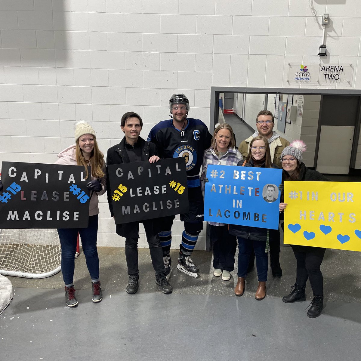 LindseeySchmidt's tweet photo. Cheering on captain Cam “Capital Lease” Maclise! 

@LacombeAAHC https://t.co/ztiGmT2TBc