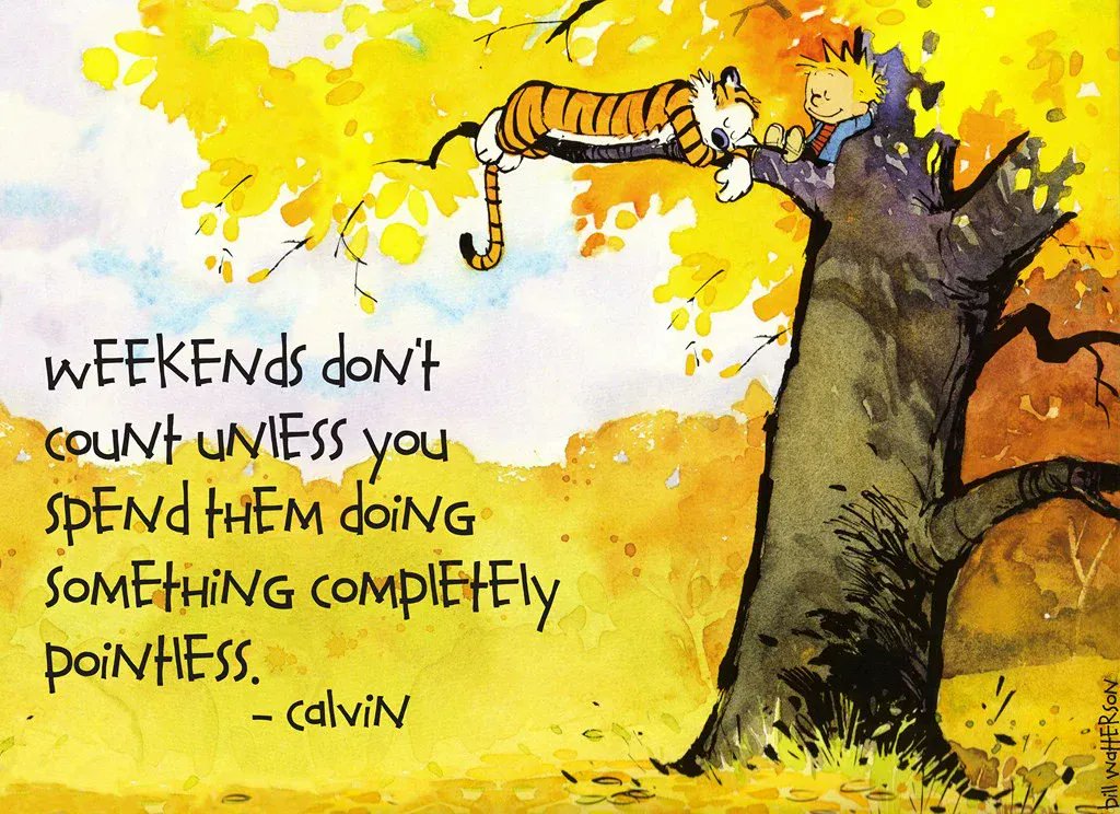 Who else is having a lazy weekend? #CalvinandHobbes