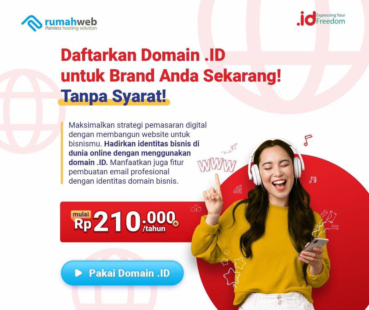 rumahwebtweet's tweet photo. 4. Boleh menjawab lebih dari sekali
5. Repost salah satu produk domain .id di tweet Warga RW + mention Rumahweb &amp; Pandi
6. Bom Like &amp; Comment biar makin besar kesempatan kamu untuk memenangkan give away

Selamat Mencoba!😊 https://t.co/jHgzzrQ7CN