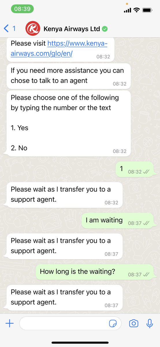 robertamaio90's tweet photo. @_Kenyairways it is 2 days I am trying to reach you from the main line and on WhatsApp. No answer and no assistance https://t.co/Gx5cX2VptE