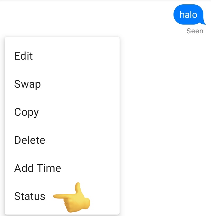 NEOSTHALGIC's tweet photo. — message status 
(read, delivered, sent, etc)

how to: 
1. long press the message
2. click status
3. choose your chat status 

(example on pic no. 4) https://t.co/2D0Zdd3Odq