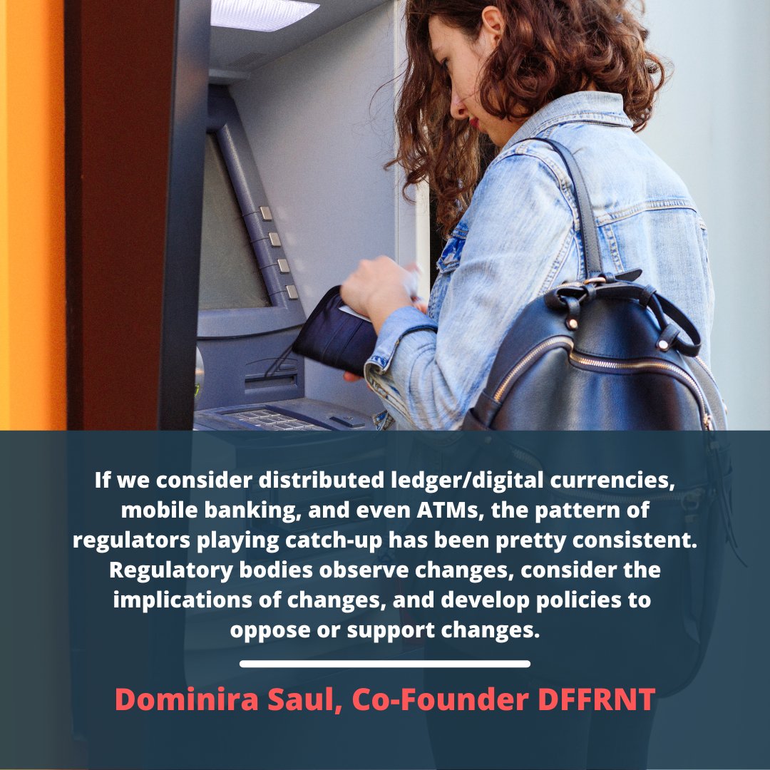 We_R_DFFRNT's tweet photo. Will regulations bog down innovation in the #fintech sector?

Based on years of experience in the industry, our co-founder Dominira Saul, says it's doubtful. What do you think? 

It's a conversation we love to have: the balance between ensuring #compliance &amp; enabling #innovation. https://t.co/z2F48idEk0