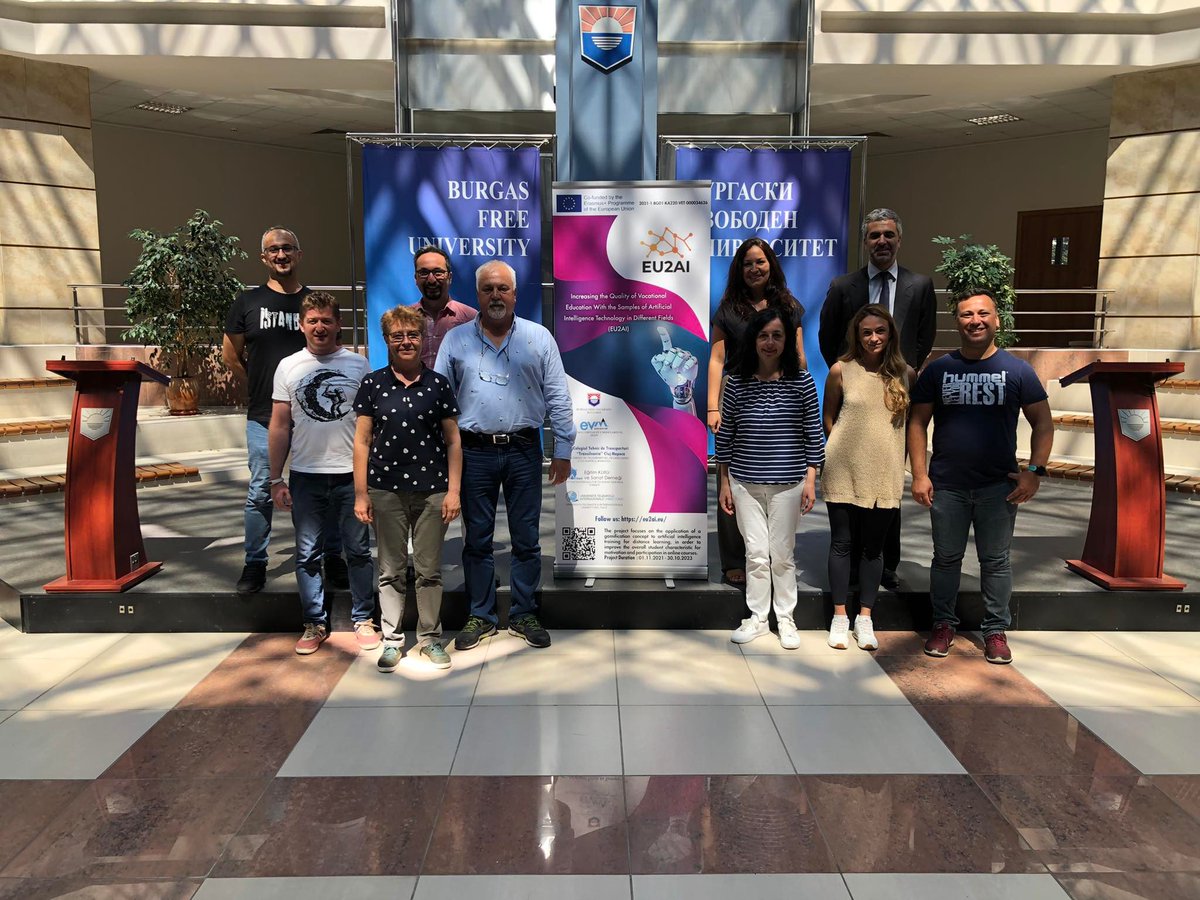 EU2AIProject's tweet image. The first transnational meeting of our EU2AI project was held at BFU University, the project coordinator. All partners attended the meeting and the road map was determined and the progress of the project results was discussed
@PaydasZonguldak, @BurgasFree, @EVMGroup, @uninettuno