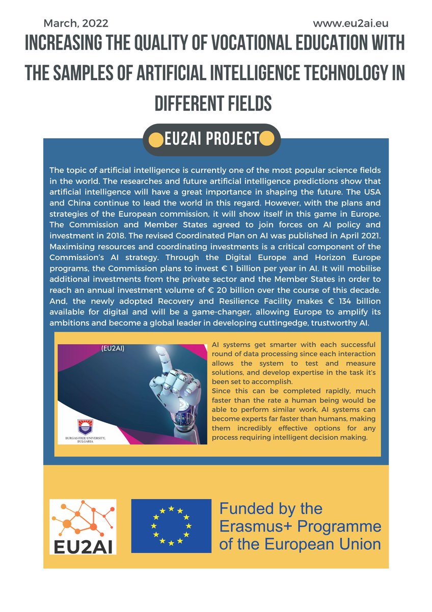 EU2AIProject's tweet image. The first Newsletter of our EU2AI project has been published. Please click on the relevant image to view our first Newsletter with brief information about our project.
@PaydasZonguldak, @EVMGroup, @BurgasFree @uninettuno
