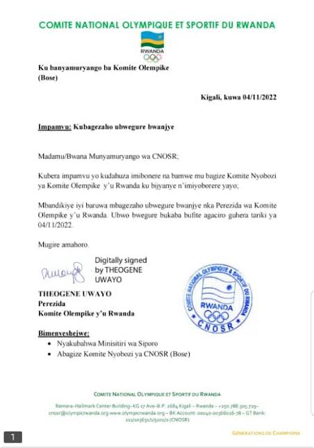Munest82's tweet photo. Nyuma yo gushyirwaho igitutu akanga kwirukana @jadomuku11 na #JJacques (bafunzwe), Birangiye @uwayotheo yeguye/jwe ku kuyobora @RwandaOlympic .. Turabizeye @UrugwiroVillage @RIB_Rw @TI_Rwanda @Rwanda_Sports mube hafi hatabamo akarengane https://t.co/eY02y1bXuS