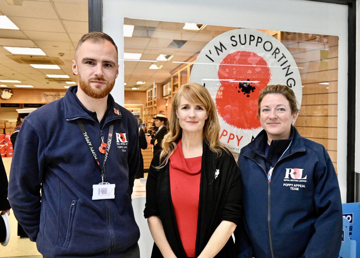 Our celebrate guest Katy Carmichael with two of our stalwart Poppy Team Members, Peter Saunders and Izy Shaw. Thank you so much Katy for supporting Bristol Poppy Day