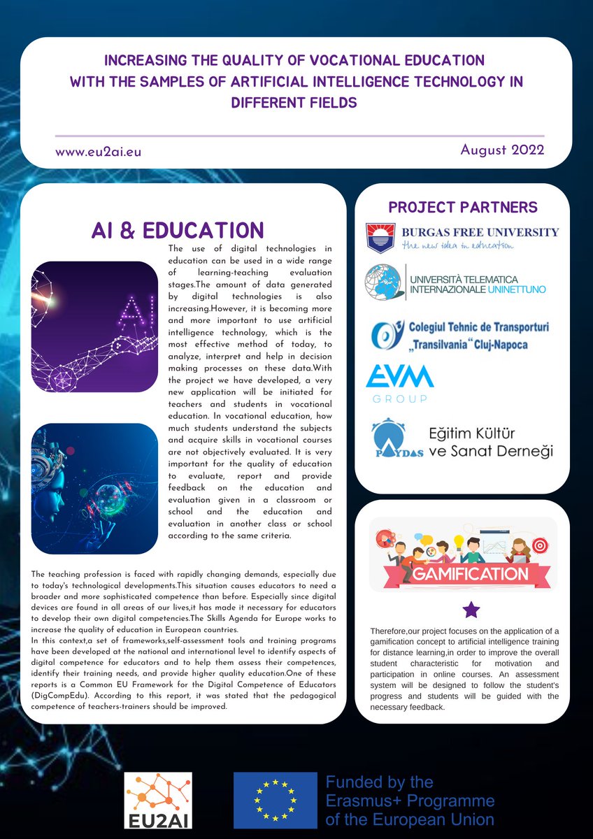 EU2AIProject's tweet image. The second newsletter of our EU2AI project was developed and published in August. Please click on the picture to access the Newsletter.
@PaydasZonguldak, @BurgasFree, @EVMGroup, @uninettuno