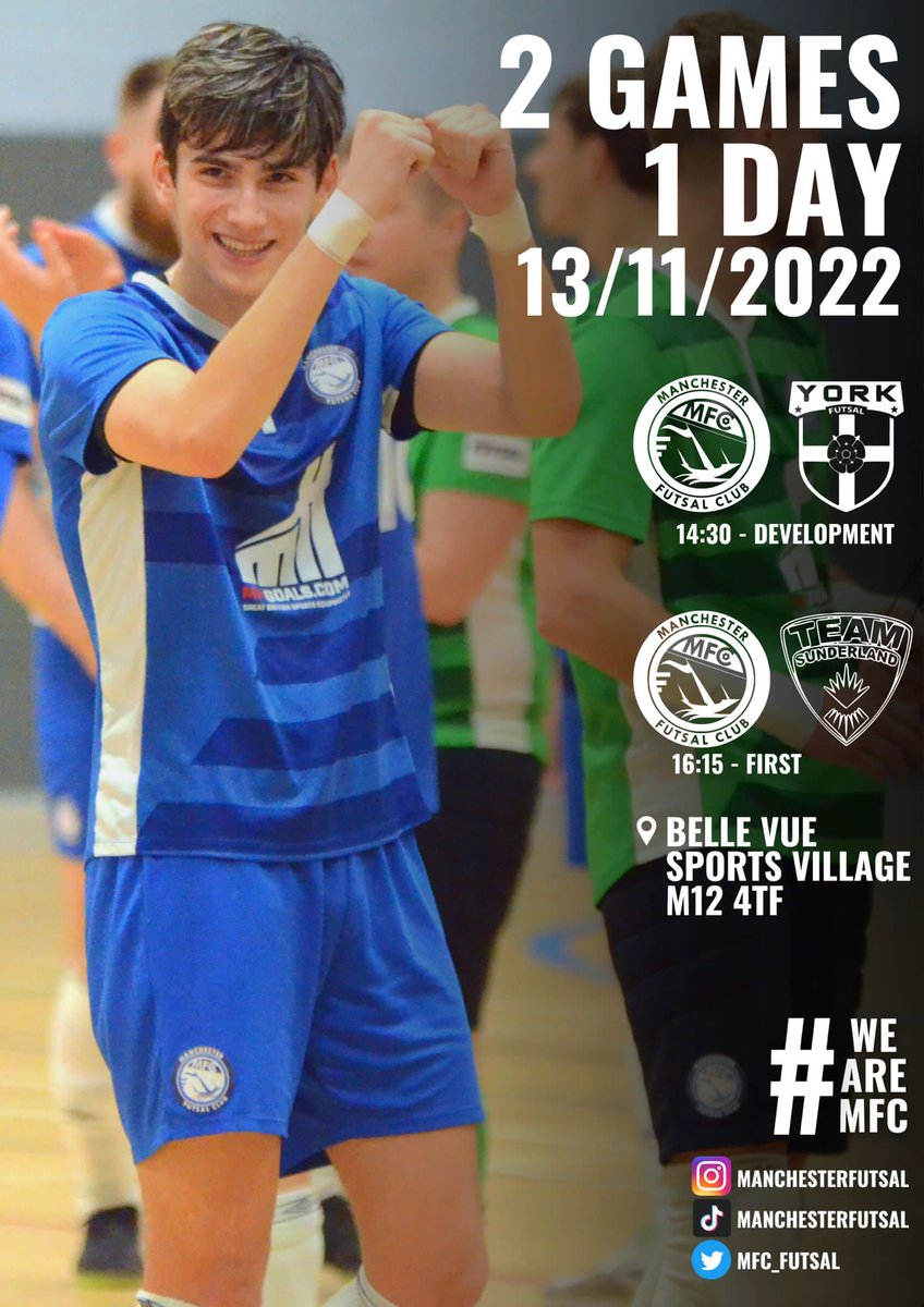 MFC_Futsal's tweet photo. FANFS: Get our #SuperCupSunday in your diary now! 2 games taking place at Belle Vue Sports Village in one afternoon! #SaveTheDate #WeAreMFC #Manchester 😍😍 https://t.co/q1KNQb8wsq