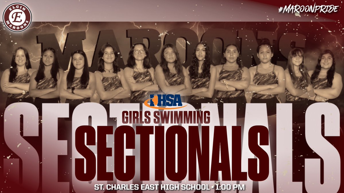 Good Luck
GIRLS SWIMMING
at the #IHSA Sectional Meet 
today at St. Charles East
#MaroonPride #EngageElevate