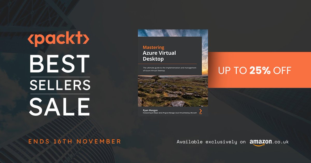 20% discount purchasing Mastering Azure Virtual Desktop.
Grab a copy from Amazon.co.uk – packt.link/2gmJY
&amp; Packt's site - packt.link/h6d7j
The offer starts on Nov 3rd 2022 00:00 BST and Ends on the 16th of Nov.
#AVD #AzureVirtualDesktop