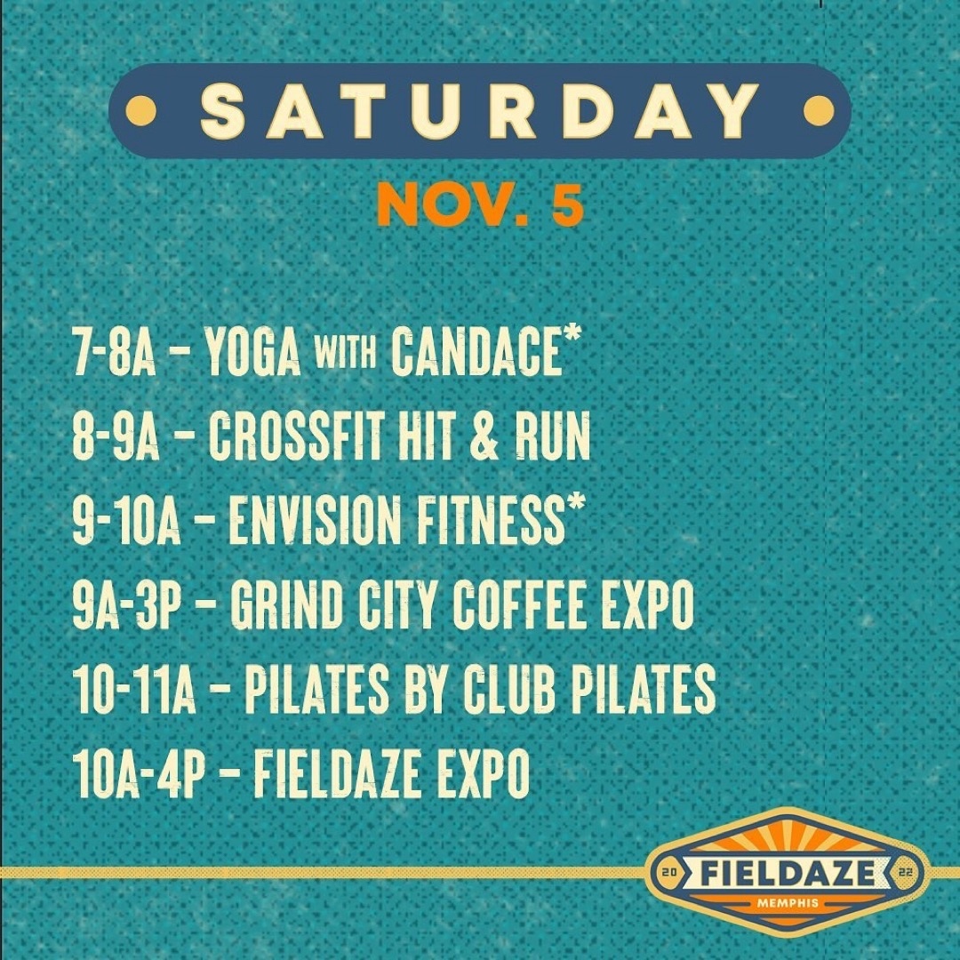 DowntownMemphis's tweet photo. #FIELDAZE Day 2 πΆπ»πΊ Come snack on @little_bettie_ specials at @wiseacrebrew, participate in FREE fitness activities, check out the first-ever Fieldaze Expo, listen to live music with @ccdembassy, and more! https://t.co/BXwMpWgNMO
#downtownmemphis https://t.co/dpG4tQXMW4