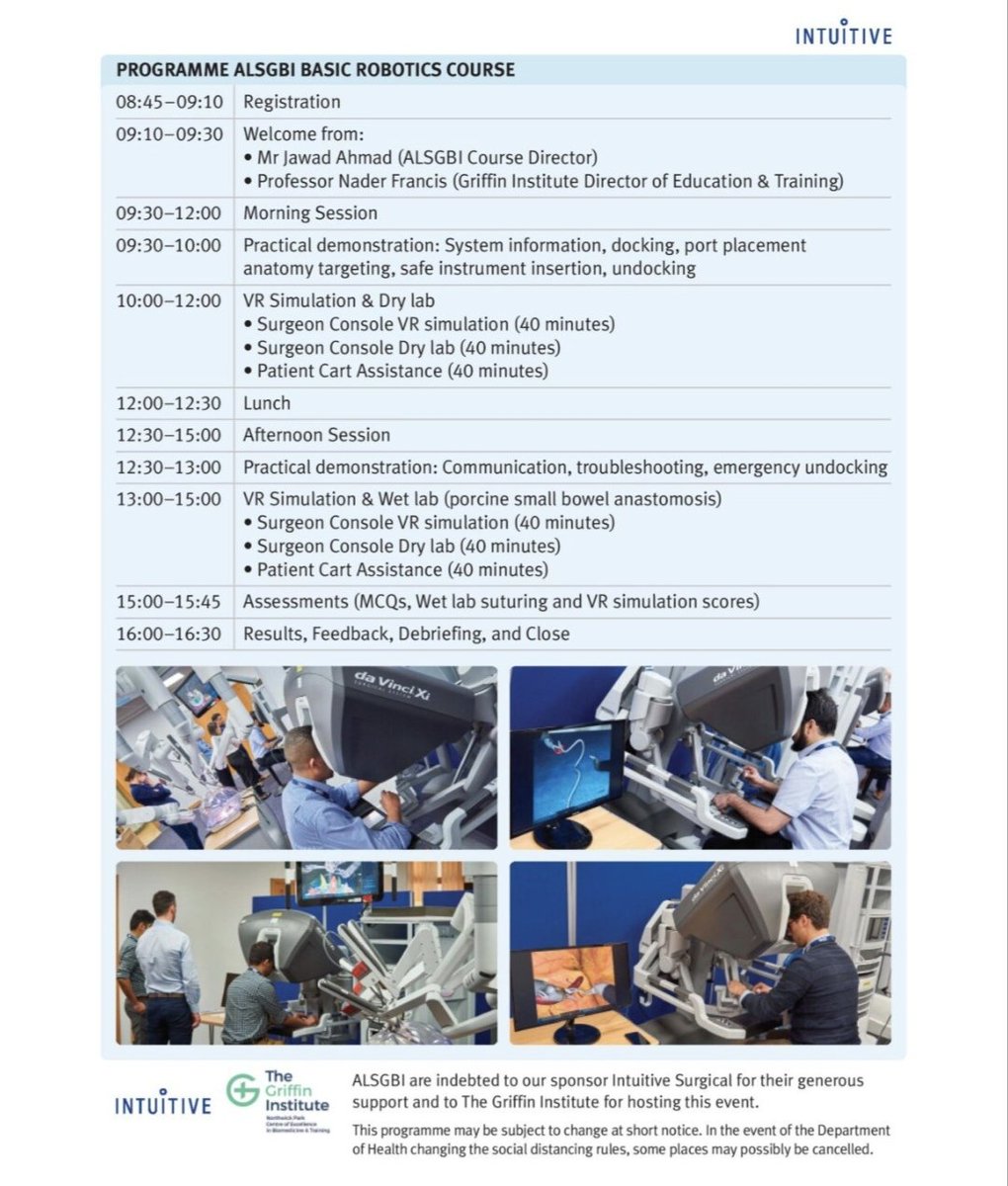 We look forward to welcoming delegates to both the Laparoscopic Surgery Training Day at DASH and the Robotic Surgery Training Day at <a href="/TheGriffinInst/">The Griffin Institute</a>. Sure to be an excellent day with expert faculty! #ALS2022
