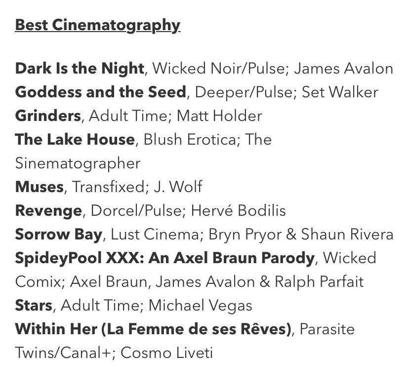 Big news ! Parasite Twins nominé aux AVN 2023 ! Parasite Twins nominated at the 2023 AVN Awards !
Best Soundtrack &amp; Best Cinematography (Within Her/La femme de ses rêves), Best International Production (Feminae/Femmes on vous aime)...bravo à tous ! avn.com/awards/2023_no…