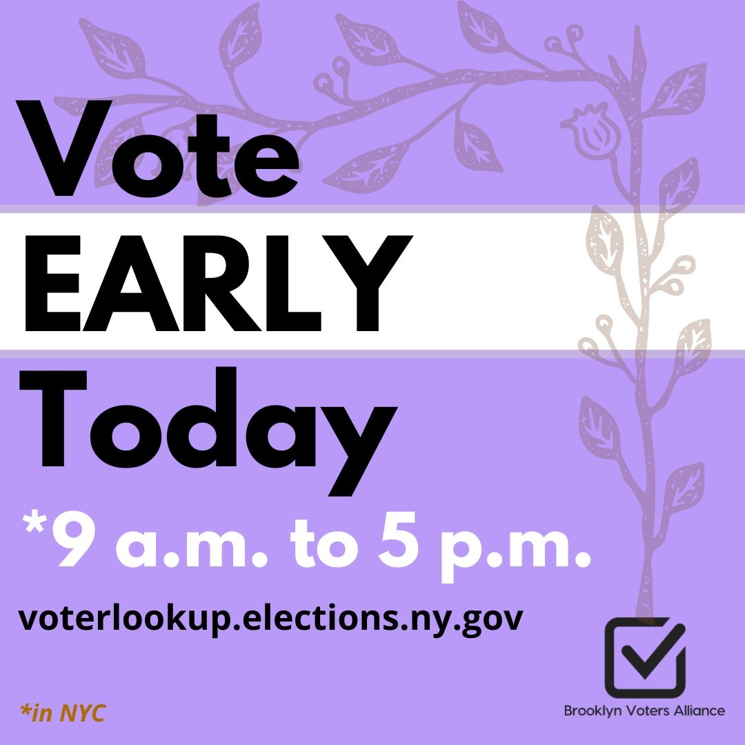The last weekend before election day! Polls are open from 9 am to 5 pm in NYC. Hours vary outside NYC. Go to voteearlyny.org or your local board of elections website to find your poll site!⁠
⁠