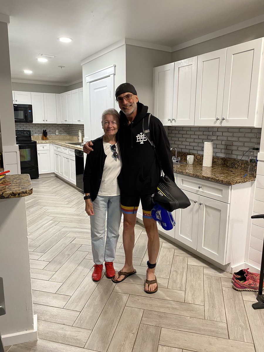 My 57 year old cousin ⁦<a href="/louieruvolo/">Louie</a>⁩ about to take on his first ⁦<a href="/IRONMANtri/">IRONMAN Triathlon</a>⁩.  By his side, his mom, my amazing 82 year old aunt Clara.  I am so proud of them, they are true inspirations.  Love you both, go get’em Louie! #UncleLou #Chrissy 🏊🚴‍♂️🏃