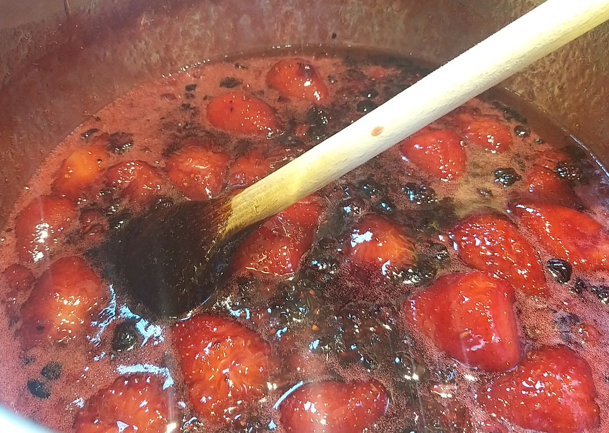 Some very large strawberries in this batch of Black Forest Jam. Available tomorrow from our stall at the farmers marketat Hall Place #bexley tomorrow