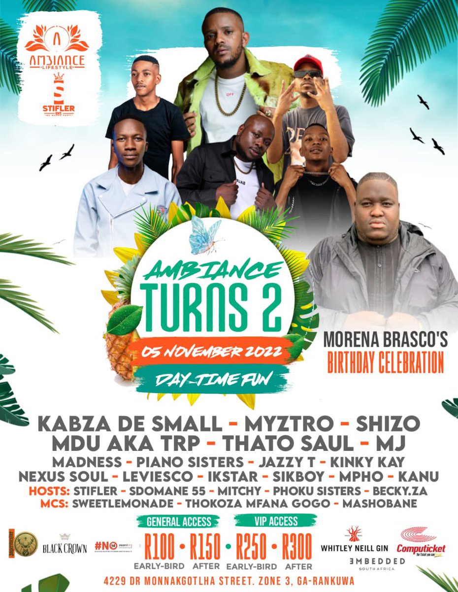 theeambience's tweet photo. This is the day the Lord has made;Let us  rejoice and be glad in it.😊🙏

RETHWARA 2 #AmbianceTurns2

 🔥🔥🔥🔥🔥 🔥🔥🔥🔥🔥

Gates open at 12:00

#AmbianceTurns2 #Stifler_Ent  #dayvibe   #WeWannaParty #Docshebelezabirthdaycelebration  #Morenabrascobirthdaycelebratiom https://t.co/XhHv16gmY9