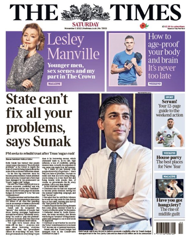 ‘The State can’t fix all your problems’ Sunak

42bn - Brexit divorce bill 

9bn - lost to Covid fraud

32bn - lost taxes due to Brexit trade hit 

37bn - track and trace 

40-50bn - cost of Truss lunacy 

The state IS the problem. We pay for Tory ineptitude every day.