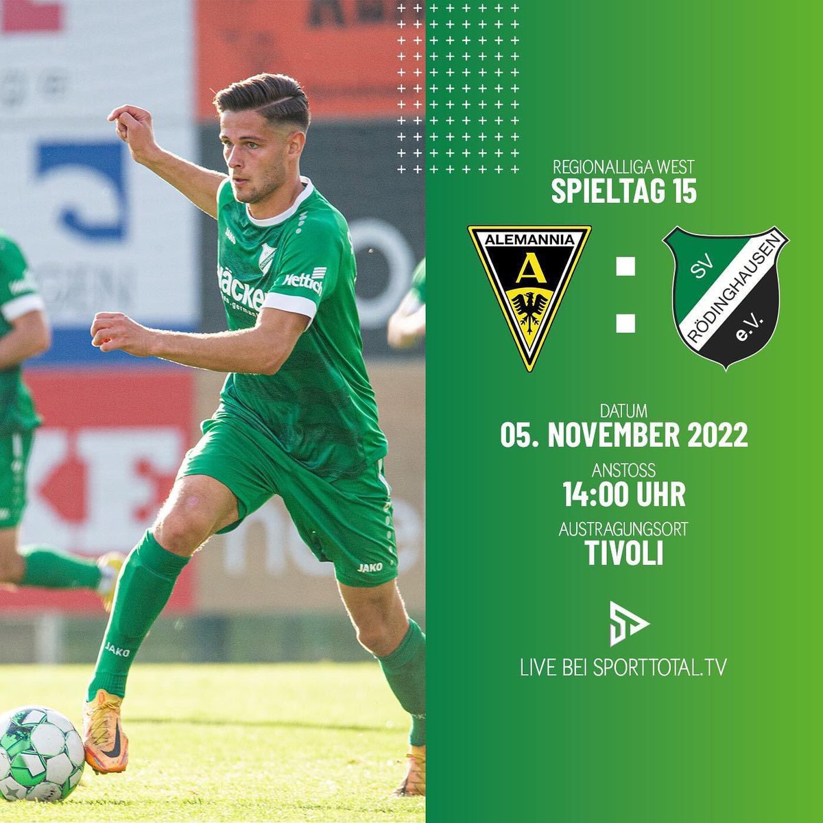 Heute gastiert der SV Rödinghausen bei <a href="/Alemannia_AC/">Alemannia Aachen</a> auf dem Tivoli 💪🏼 
Die Partie gibt es für euch wie gewohnt live bei @sporttotal.tv 🎥

#wirsindrödinghausen #wiehenelf #regionalligawest #rlwest #tsvsvr