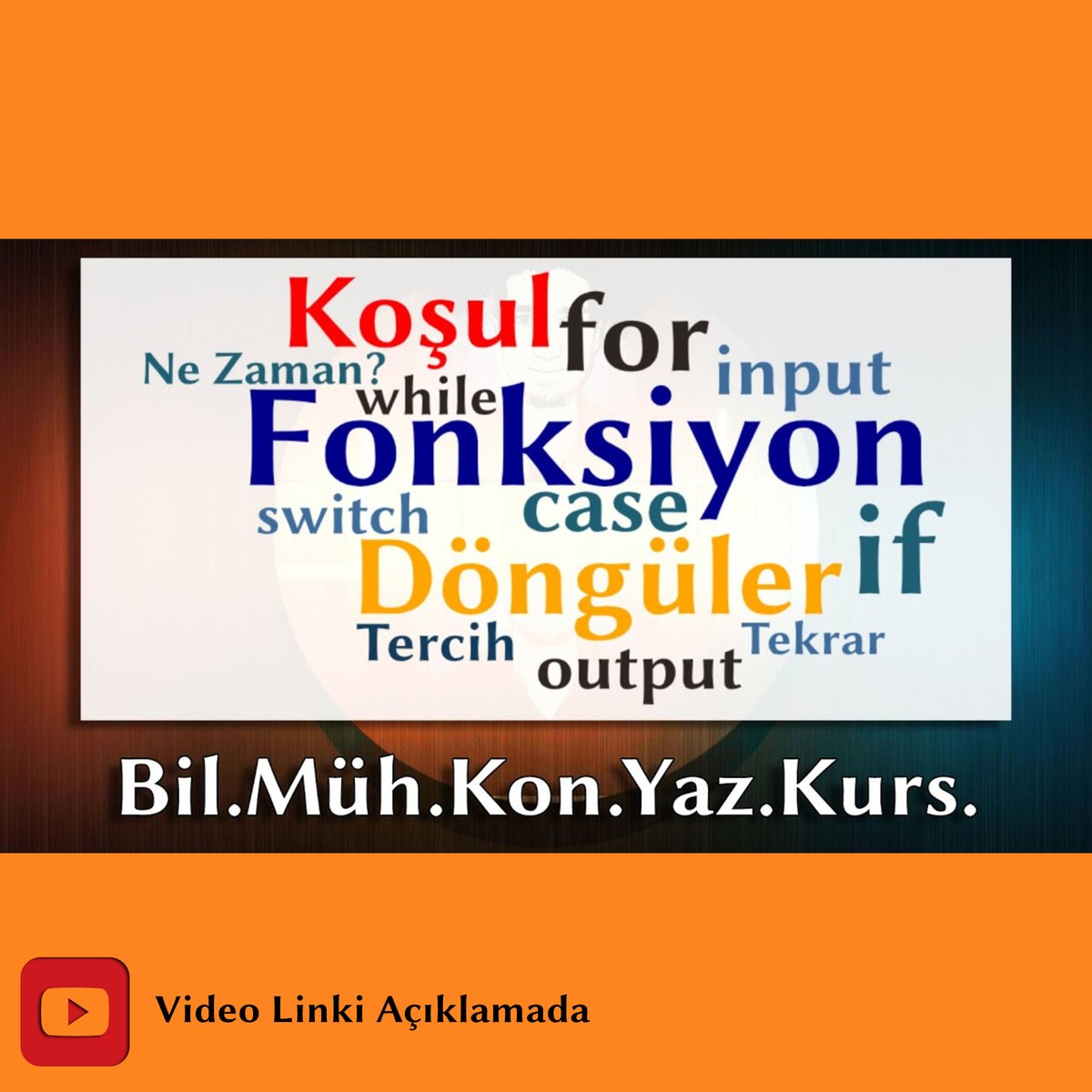 📚 Konular:
➡ Koşul Nedir?
➡ Döngü Nedir?
➡ Fonksiyon Nedir?

🔗youtu.be/Ctxdx65KorQ

🏷 #yazilim #software #programlama #programming #program #kod #code #komut #command #kosul #condition #if #switch #case #dongu #loop #for #while #fonksiyon #function #input #output