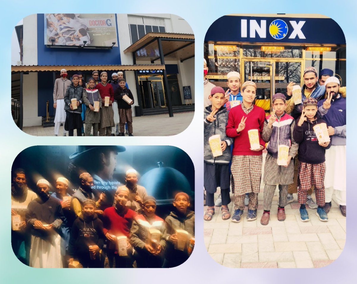 FatimaD75261608's tweet photo. Widening the horizon of Madrasa kids a screening of Movie ‘Phone Bhoot’ in INOX, Srinagar was organised taking the initiative of 'Reopening of Cinemas in Kashmir'
forward.
#HappyMadrasaChildren
#Cinemainkashmir 
#Developedkashmir https://t.co/X7O0WIESo7