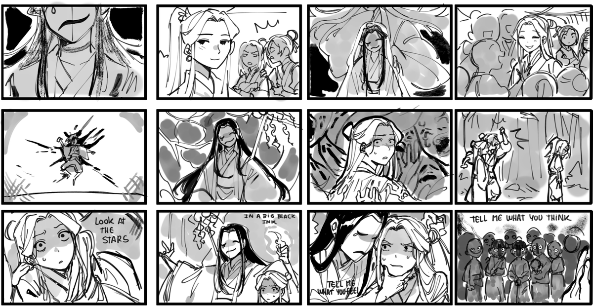 sillymechi's tweet photo. A SILLY STORYBOARD I DID 
about TGCF book 4 
hehe 
-cutely wants to die

#TGCF https://t.co/dm6VRoLj8N