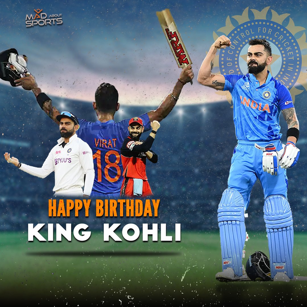 MadAboutSports4's tweet photo. Happy Birthday King Kohli 👑🎊

The Indian Powerhouse has 24,350 International Runs in 477 Matches 😎✨

What a legend!

#viratkohli #cricket #T20CWC2022 https://t.co/9Fey8L5SW0