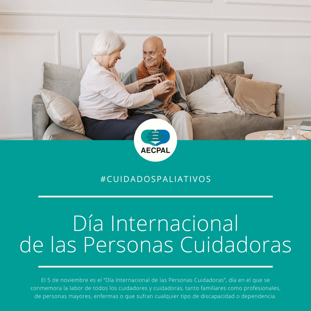 #Diadelcuidador Hoy se conmemora el día Internacional de las Personas Cuidadoras, y desde #AECPAL queremos poner en valor sus #cuidados, dedicación y #compasion en los #cuidadospaliativos 
🙌Se necesitan más personas cuidadoras y cuidar de ellas ante la #cronicidad y #dependencia