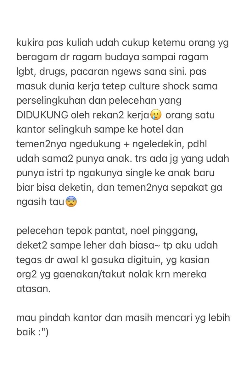 worksfess's tweet photo. work! masih ga abis pikir :') kalian yg di kantornya ada hal begini milih utk diam dan tutup mata atau laporin atau keluar atau gimana? btw aku fg jd masih kagetan https://t.co/fKAEf6akln