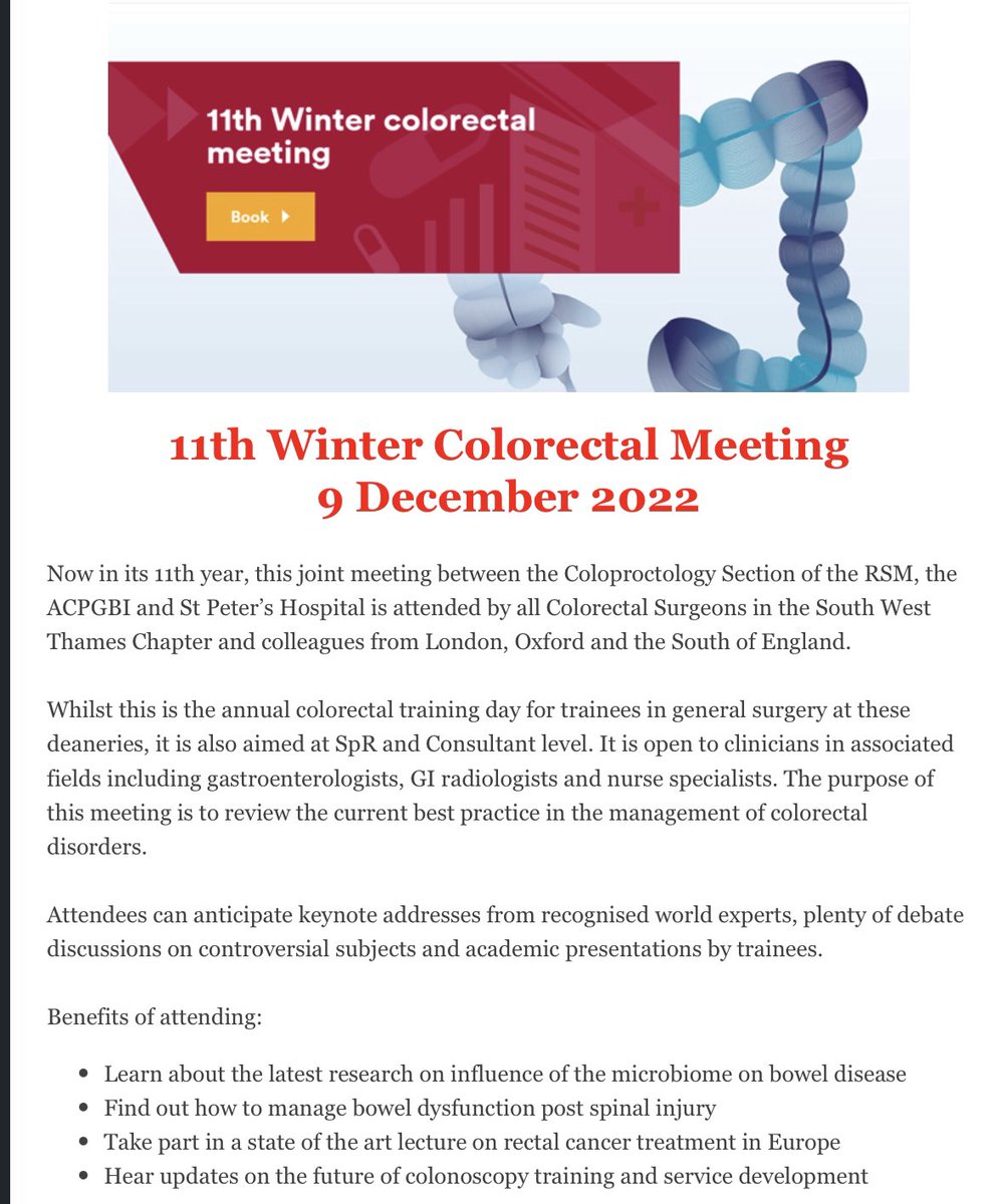 Richard Brady (researchactive.bsky.social) (@researchactive) on Twitter photo ❄️Look out for 11th winter meeting of the <a href="/RSMcoloproct/">RSM Coloproctology Section</a> <a href="/ACPGBI/">@ACPGBI</a> and st.peters hospital on 9th December - great agenda with everything from endoscopy, microbiome, to rectal cancer. rsm.ac.uk/events/colopro… <a href="/Neil_J_Smart/">Neil Smart</a> <a href="/charles45327316/">charles maxwell-armstrong</a> @sbiondo60 <a href="/cripps_neil/">Neil Cripps</a> <a href="/DrSarahCMills/">Sarah</a> ❄️Look out for 11th winter meeting of the <a href="/RSMcoloproct/">RSM Coloproctology Section</a> <a href="/ACPGBI/">@ACPGBI</a> and st.peters hospital on 9th December - great agenda with everything from endoscopy, microbiome, to rectal cancer. rsm.ac.uk/events/colopro… <a href="/Neil_J_Smart/">Neil Smart</a> <a href="/charles45327316/">charles maxwell-armstrong</a> @sbiondo60 <a href="/cripps_neil/">Neil Cripps</a> <a href="/DrSarahCMills/">Sarah</a>