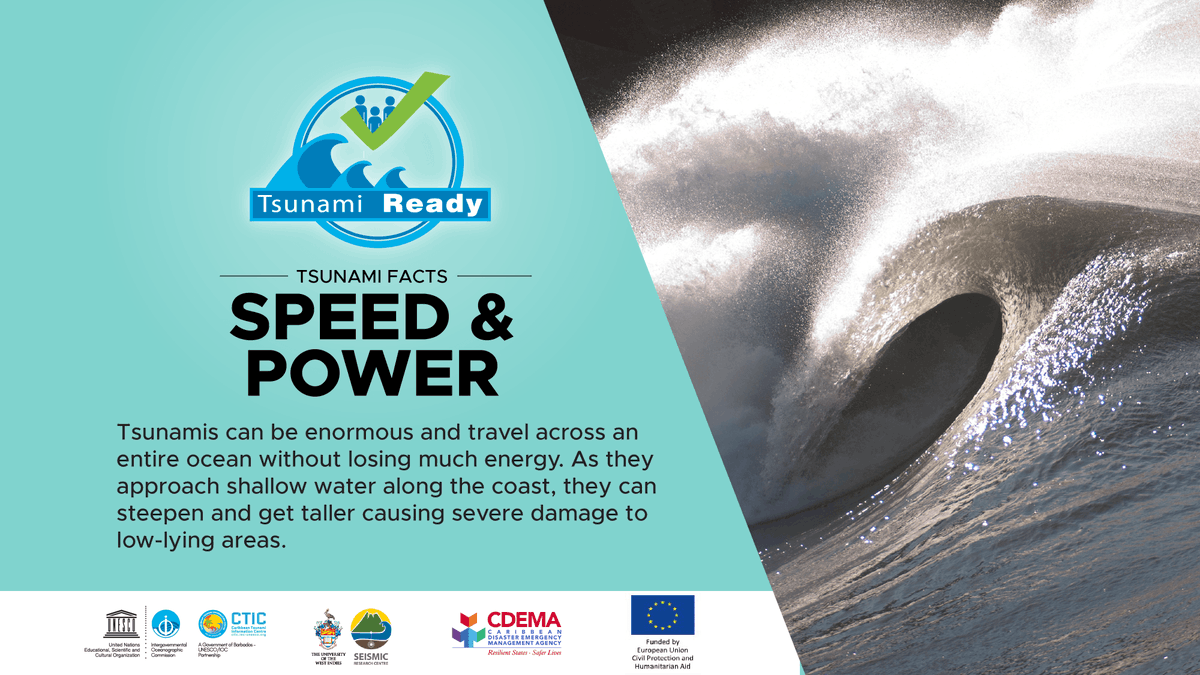 IocUnesco's tweet photo. Are you #TsunamiReady?  #Tip 2: Becoming Tsunami Ready means knowing your #facts: Tsunamis can be enormous and travel across an entire ocean without losing energy. If one is coming #GetToHighGround! https://t.co/GRafdAsA7O