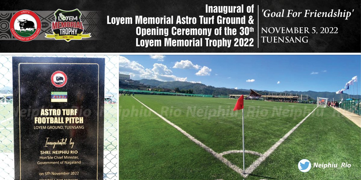 Neiphiu_Rio's tweet photo. Inaugurated Loyem Memorial Astro Turf Ground, Tuensang. My Govt. is committed to empowerment of the youth through sports and games. We are in the process of developing new and modern sports infrastructure in different parts of the State https://t.co/M7An29UL3u