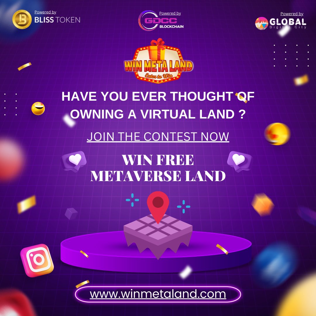 TCryptonaaz's tweet photo. 75 Winners to Get A Chance To Win Free Land on Global Digital City Metaverse Worth,$1500/-Each
1000 winners will get 50 bliss token each.
#Metaverse #GDCCBlockchain #GDCC #BlissToken #winmetaland #crypto #Airdrop #Airdrops
youtube here:- https://t.co/09tXZ7coyK https://t.co/PFFwrTUYfg