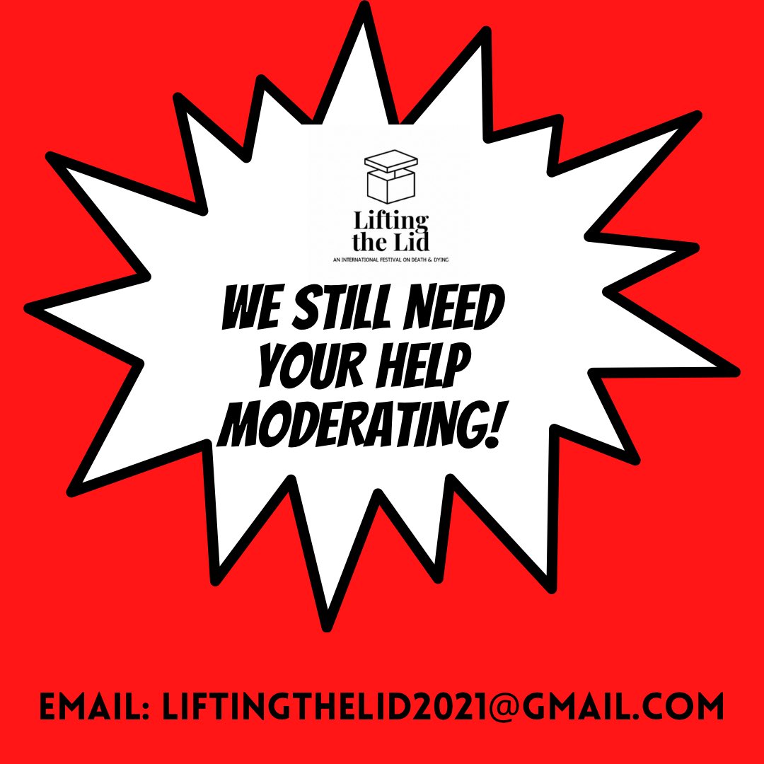 Liftingthelid21's tweet photo. We need you!!! Email us asap if you can help.
liftingthelid2021@gmail.com
#liftingrhelid #volunteer #moderating #festical #death #dying https://t.co/XubFl034Va