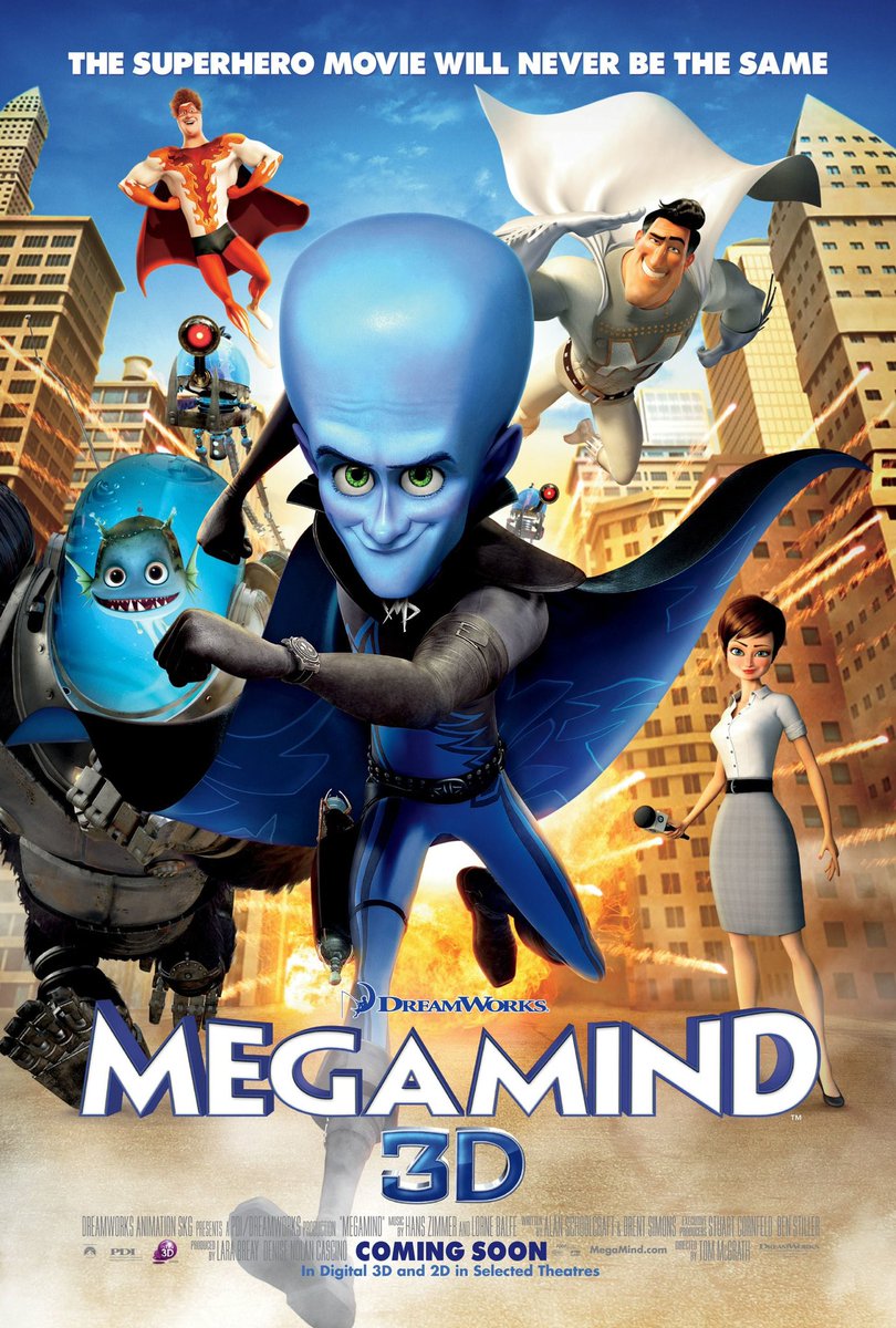 Happy 12th Anniversary to Megamind! 🥳🎉

#Megamind #TinaFey #JonahHill #BradPitt @BenStiller @RealGDT #TomMcGrath @DreamWorks