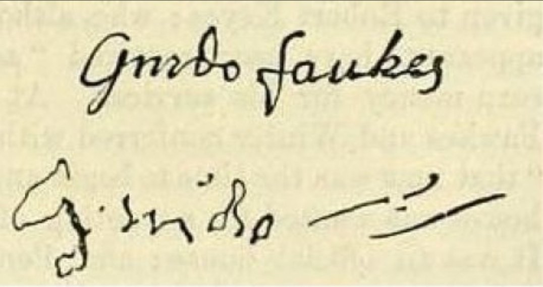 Guy (also known as Guido) Fawkes' signature before and after torture. Signed documents held at the National Archives. #GuyFawkes