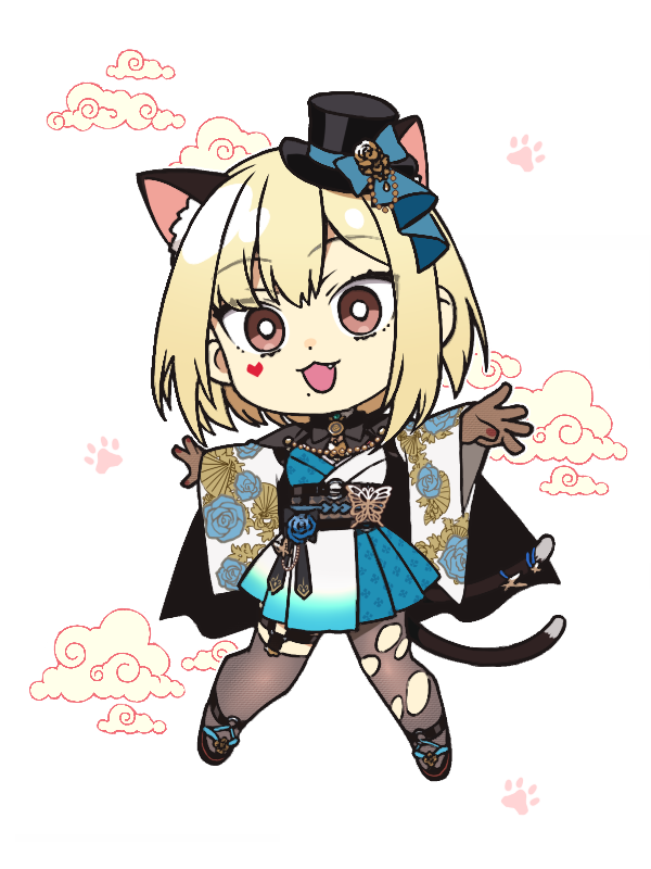 1girl animal ears tail cat ears hat cat tail blonde hair  illustration images