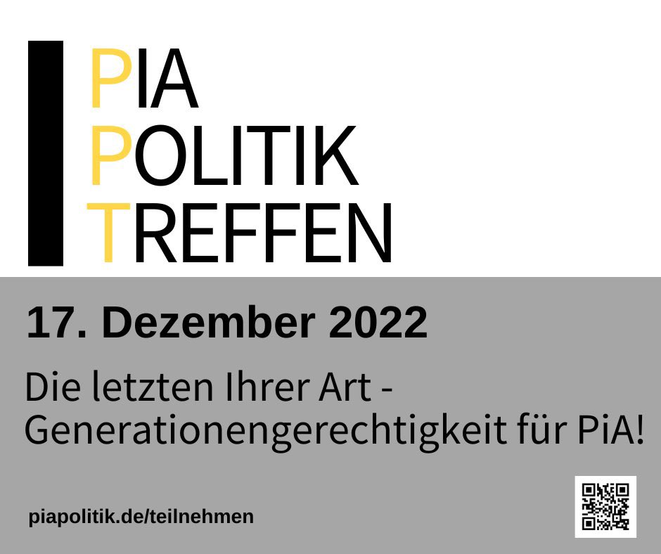 PiA Politik Treffen (@piapolitiktreff) on Twitter photo Berufspolitik #Psychotherapie #Nachwuchs zur Vorweihnachtszeit #PPT21 “Die letzten ihrer Art - Generationengerechtigkeit für #PiA“ 17.12.22. 9-17h. digital. Anmeldung piapolitik.de/teilnehmen @DPtVfuerJungePT @bvvp_JF <a href="/psyfako/">PsyFaKo</a> <a href="/VPPimBDP/">VPP im BDP</a> @DGVT_Info <a href="/NrwPia/">PiA_NRW</a> <a href="/PiAForumBerlin/">pia.forum Berlin</a> @ost_pia Berufspolitik #Psychotherapie #Nachwuchs zur Vorweihnachtszeit #PPT21 “Die letzten ihrer Art - Generationengerechtigkeit für #PiA“ 17.12.22. 9-17h. digital. Anmeldung piapolitik.de/teilnehmen @DPtVfuerJungePT @bvvp_JF <a href="/psyfako/">PsyFaKo</a> <a href="/VPPimBDP/">VPP im BDP</a> @DGVT_Info <a href="/NrwPia/">PiA_NRW</a> <a href="/PiAForumBerlin/">pia.forum Berlin</a> @ost_pia