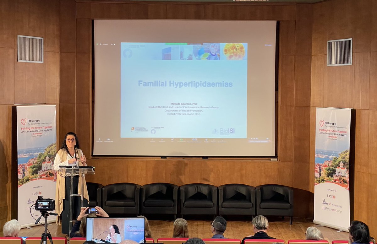EPHF_FH's tweet photo. Prof Mafalda Bourbon at Annual Network Meeting 2022 @fhpatienteurope @irj_pt #FHEuropeLisbon22 #BuildingFutureTogether #FindFH #FHEuropeAmbassadors #FindLpa #FHscreening #FindHoFH @EPHF_FH @HFIberoamerica https://t.co/TIMyu93z8x