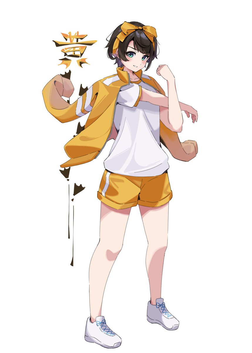 oozora subaru 1girl shorts white footwear jacket solo short hair shirt  illustration images