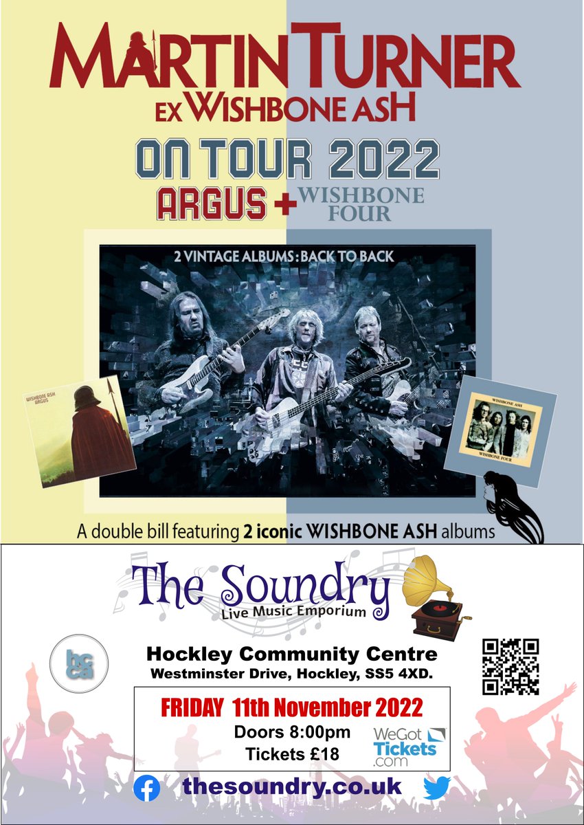 TSoundry's tweet photo. Just one week until Martin Turner ex Wishbone Ash appears at The Soundry on 11th Nov. Tickets available from We Got Tickets https://t.co/fRa08zCI0n 
Make sure you purchase your tickets to enjoy a superb evening of live music that any fan of Wishbone Ash should not want to miss! https://t.co/3KWRZ2dljx