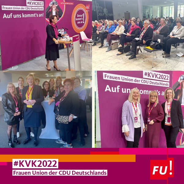 frauenunion's tweet photo. Auf uns kommt’s an! – begrüßt FU-Vorsitzende @AWidmannMauz zur #KVK2022 . Das haben die Debatten zur Frauenquote und zum Gleichstellungsbegriff beim Parteitag gezeigt. Schwerpunkte sind das Grundsatzprogramm der CDU, Talentförderung von Frauen sowie die Mitgliederwerbung https://t.co/lXA2KGTUzg