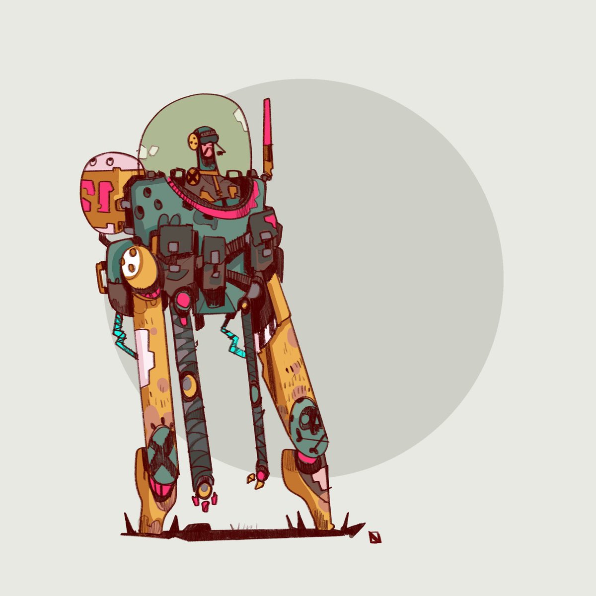 robot humanoid robot no humans one-eyed solo mecha standing  illustration images