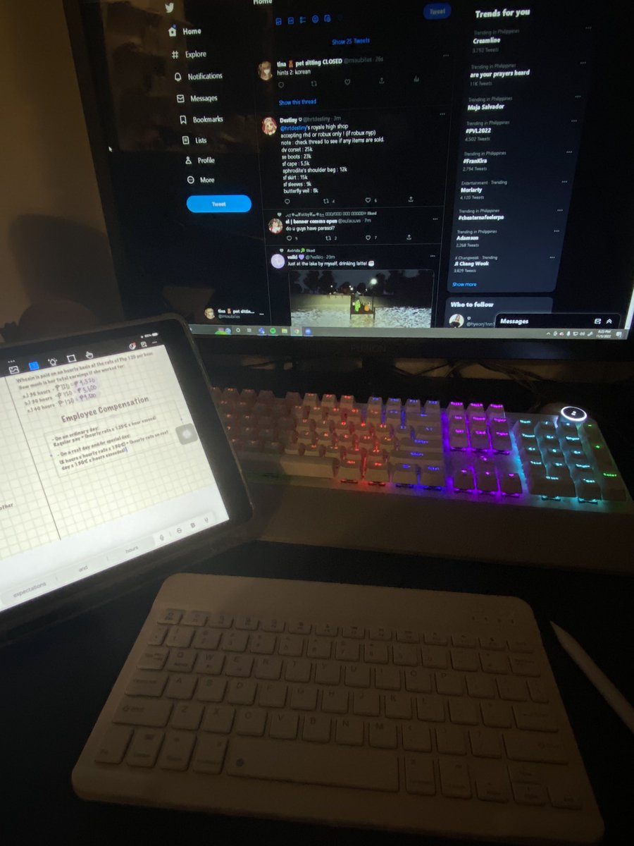 my setup rn 🥲 im studying business math rn i hate accounting will come back in a bit!