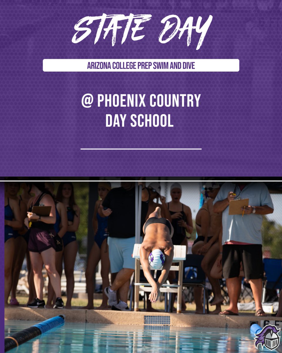 ACPAthletics's tweet photo. Good Luck to our Knights Swim and Dive team today as they go to STATE! @ Phoenix Country Day School! @AcpSwim #SwimFast #DiveHigh #GOKNIGHTS https://t.co/zOkcHSOWMl