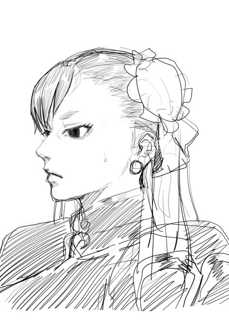 春麗って描く人によって各々の顔だったりデザインがあるのが面白いと思っていて、ならば俺の春麗はどんなもんかと改めて確認する意図で描いた
顔がブレるのが嫌だったからしばらくこの春麗を基準にしたいと 