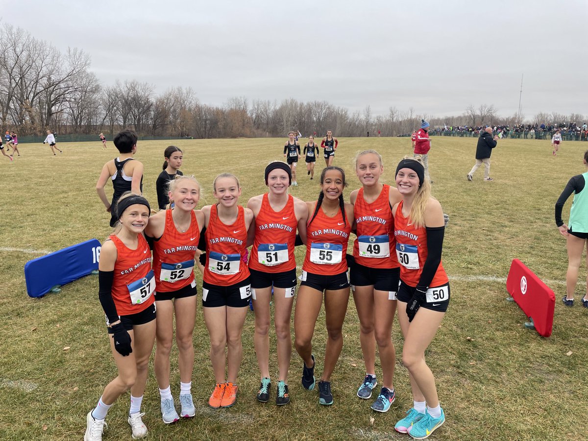 Happy before and happy after the race. Fantastic Season for the ladies finishing 7th in one of the toughest state meets.